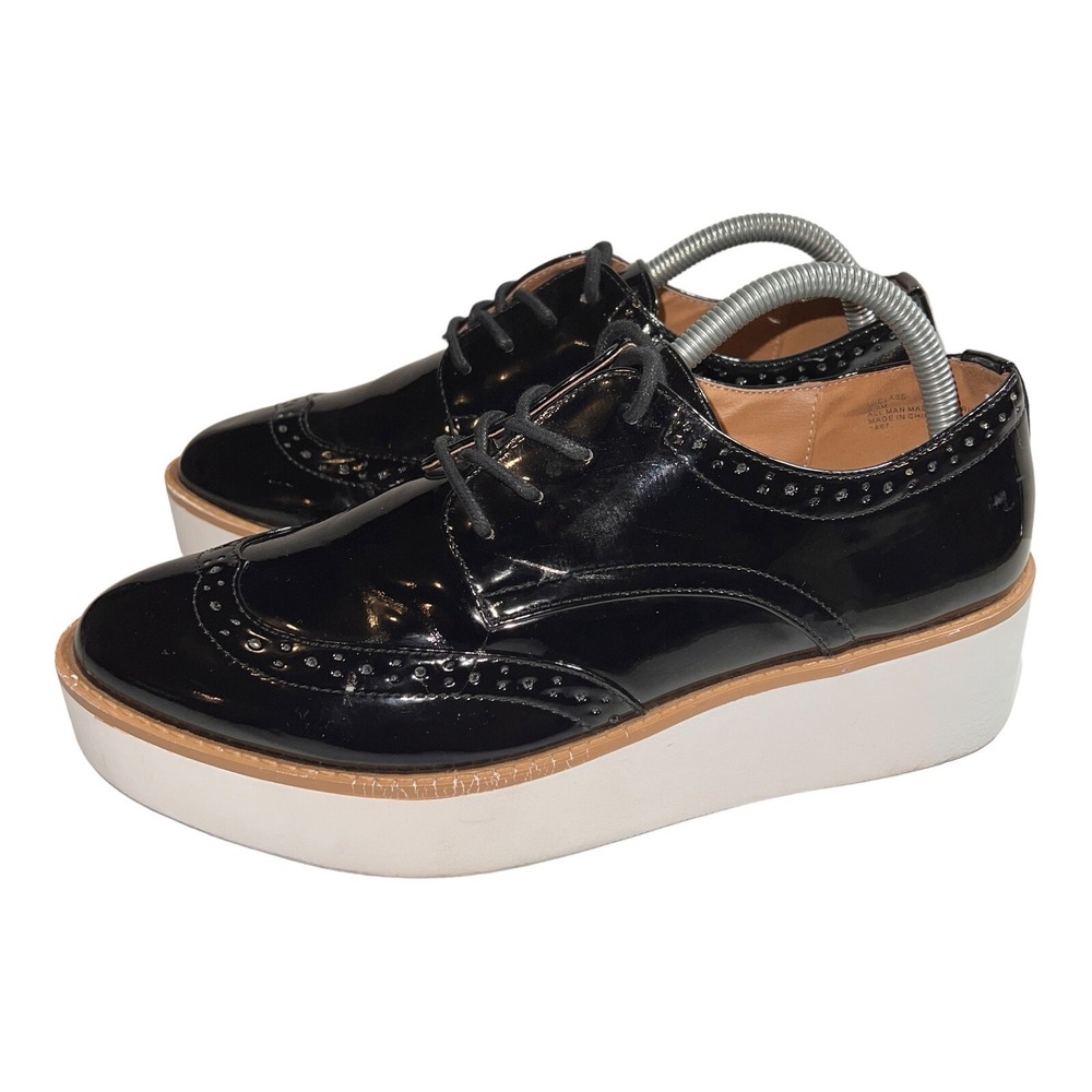 Madden Girl G-class Oxfords Platform Shoes Size 9.5 M Black Glossy